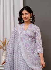 Attractive Cotton Salwar Suit in Purple Colour